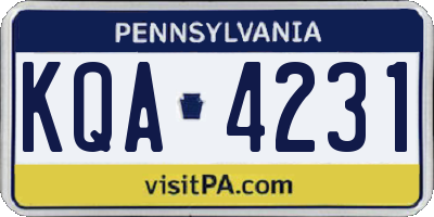 PA license plate KQA4231