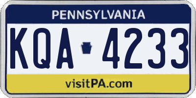 PA license plate KQA4233