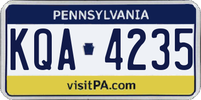 PA license plate KQA4235