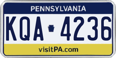 PA license plate KQA4236