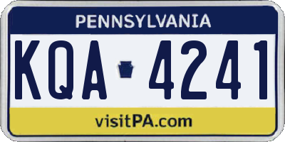 PA license plate KQA4241