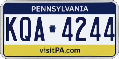 PA license plate KQA4244