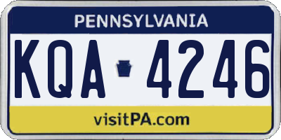 PA license plate KQA4246
