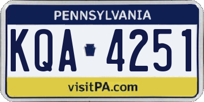 PA license plate KQA4251