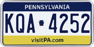 PA license plate KQA4252