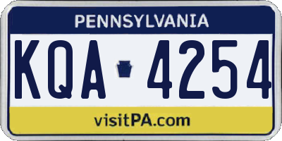 PA license plate KQA4254