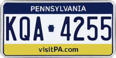 PA license plate KQA4255