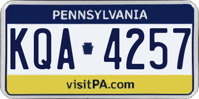 PA license plate KQA4257