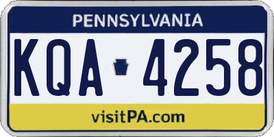 PA license plate KQA4258