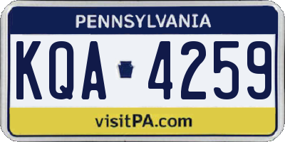 PA license plate KQA4259