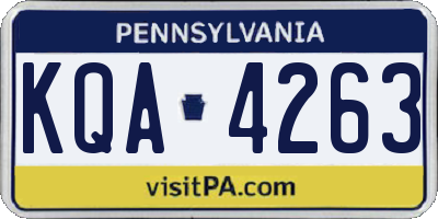 PA license plate KQA4263