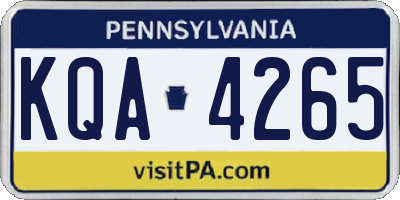 PA license plate KQA4265