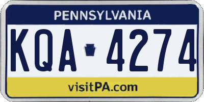 PA license plate KQA4274