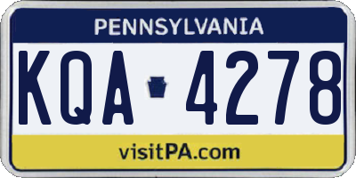 PA license plate KQA4278