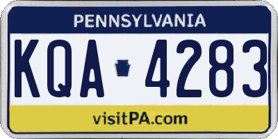 PA license plate KQA4283