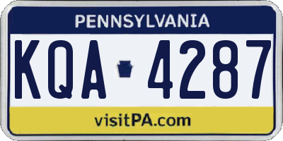 PA license plate KQA4287