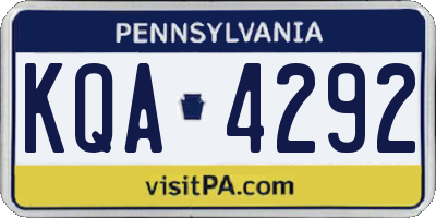 PA license plate KQA4292