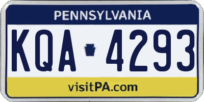 PA license plate KQA4293