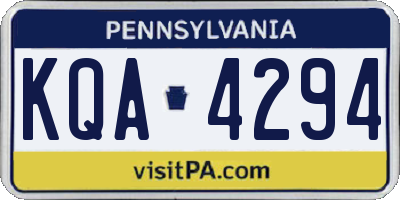 PA license plate KQA4294