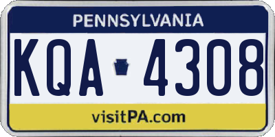 PA license plate KQA4308