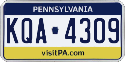 PA license plate KQA4309
