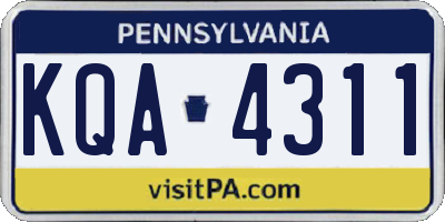 PA license plate KQA4311