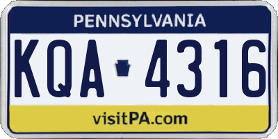 PA license plate KQA4316