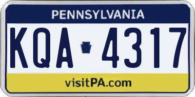 PA license plate KQA4317