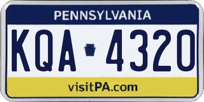 PA license plate KQA4320