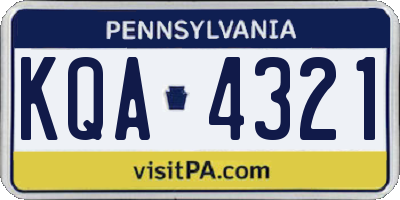 PA license plate KQA4321