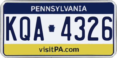 PA license plate KQA4326