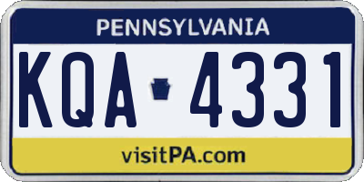 PA license plate KQA4331