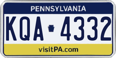 PA license plate KQA4332