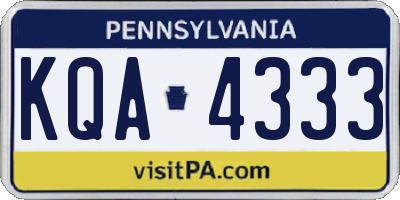 PA license plate KQA4333