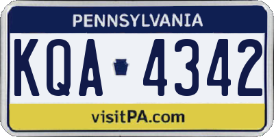 PA license plate KQA4342