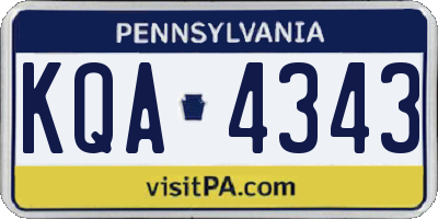 PA license plate KQA4343