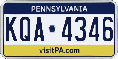 PA license plate KQA4346