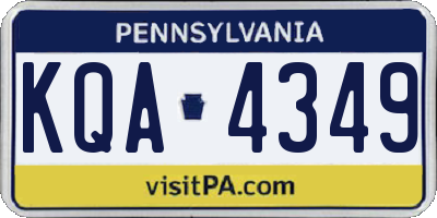 PA license plate KQA4349