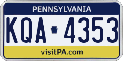 PA license plate KQA4353