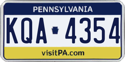 PA license plate KQA4354