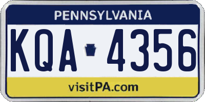 PA license plate KQA4356