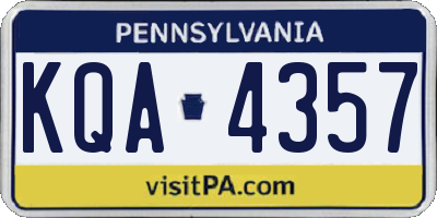 PA license plate KQA4357