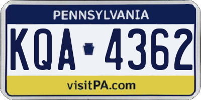 PA license plate KQA4362