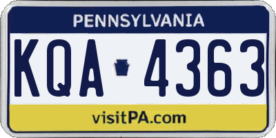 PA license plate KQA4363