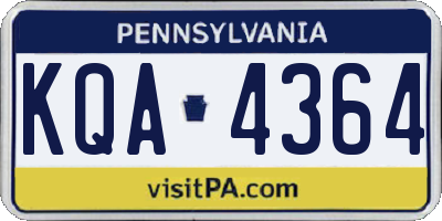 PA license plate KQA4364