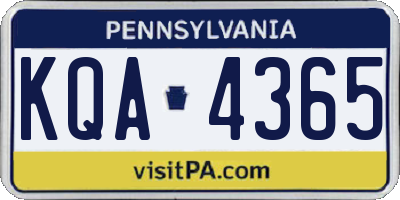 PA license plate KQA4365