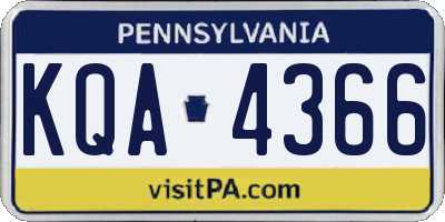 PA license plate KQA4366