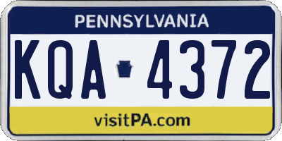 PA license plate KQA4372