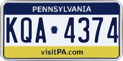 PA license plate KQA4374