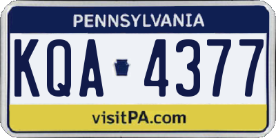 PA license plate KQA4377